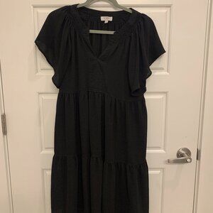 Umgee Black Flutter Sleeve Mini Dress